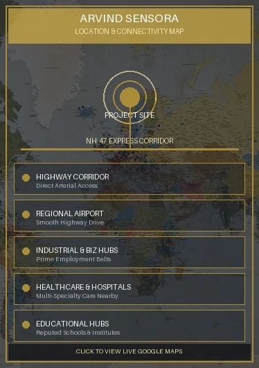 Arvind Sensora Strategic Regional Location Map